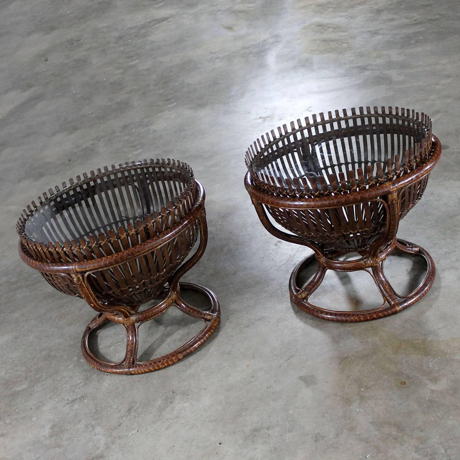 Pair of Fish Trap Basket Tables in the Style of Franco Albini In Good Condition In Topeka, KS