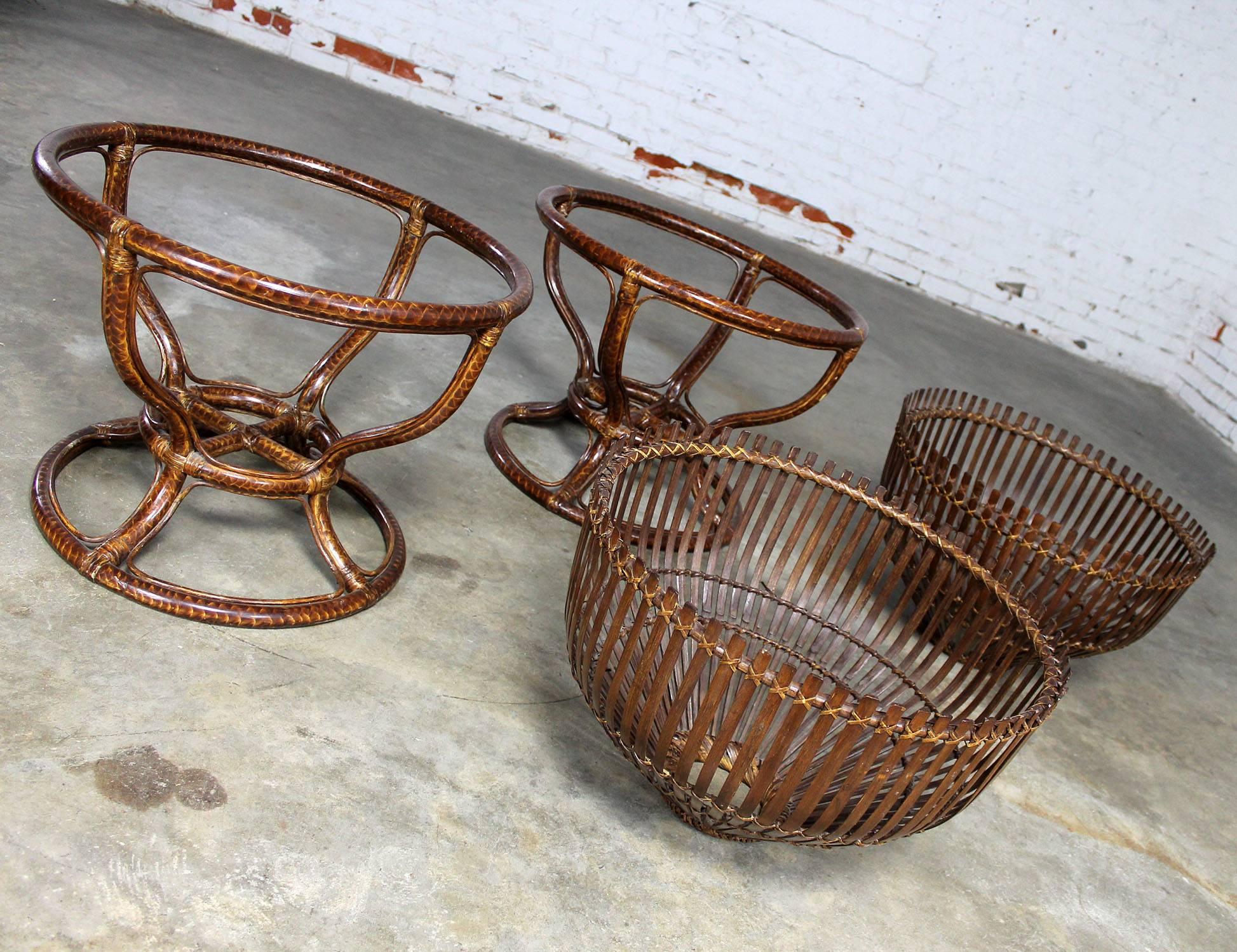 20th Century Pair of Fish Trap Basket Tables in the Style of Franco Albini
