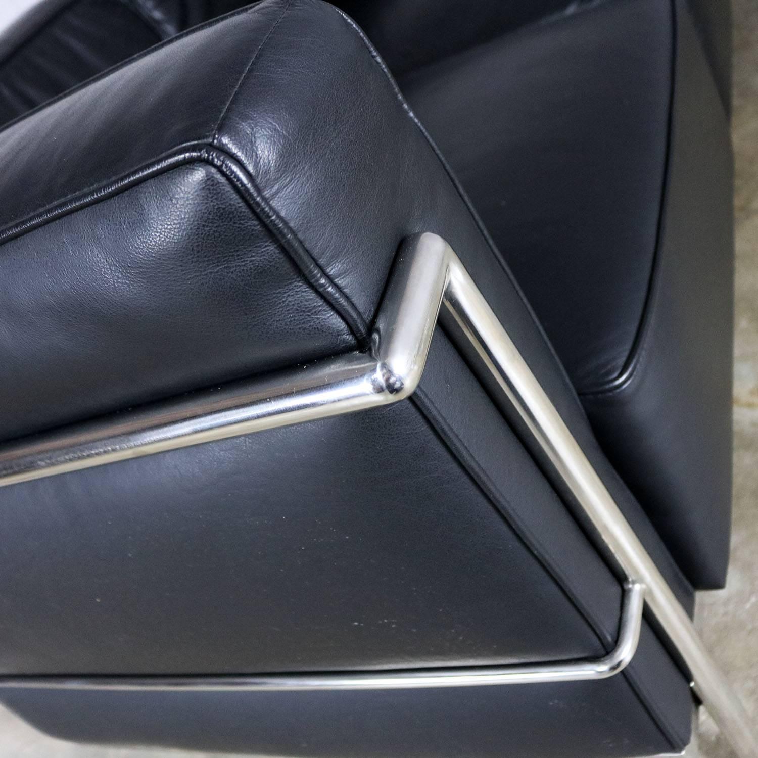 Le Corbusier LC3 Grand Comfort Style Black Leather Three-Seat Sofa 2
