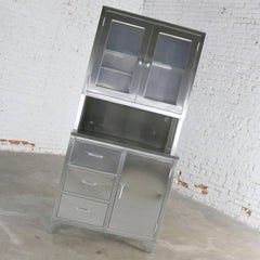 Vintage Stainless Steel Cupboard Industrial Medical Step Back Cabinet