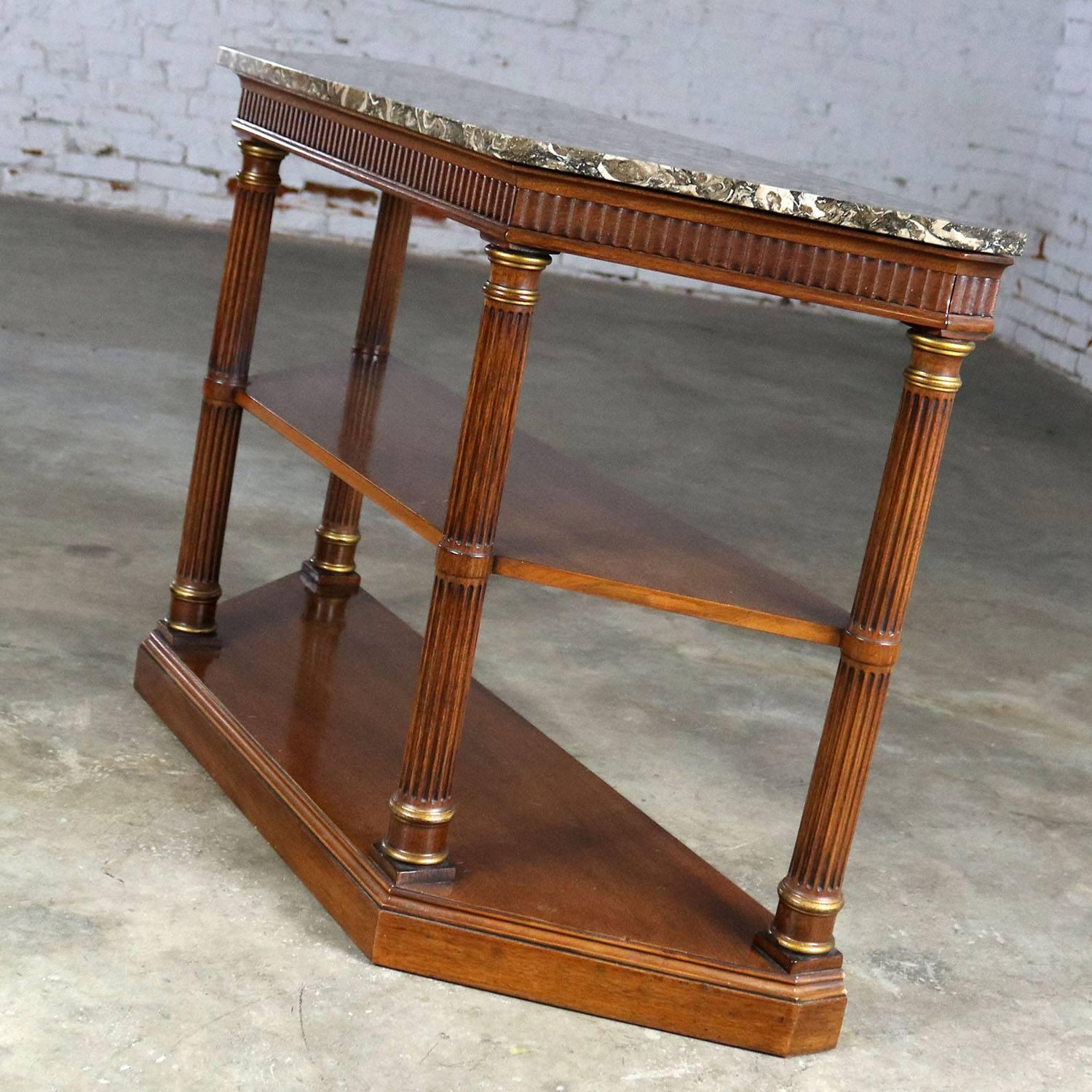American Neoclassic Palladian Style Console Table Italian Marble Top Heritage Furniture