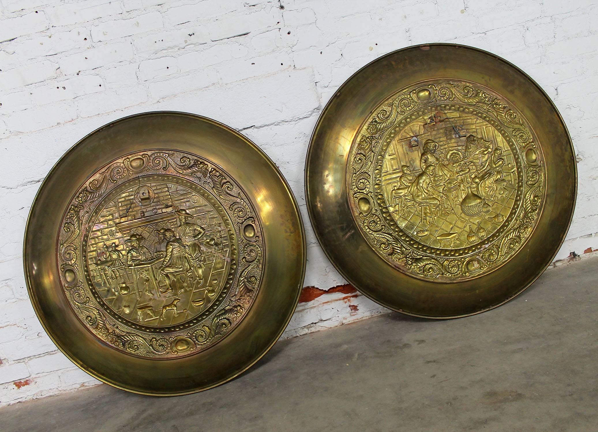 Monumental Brassware Decorative Embossed English Wall Plates by Peerage 2