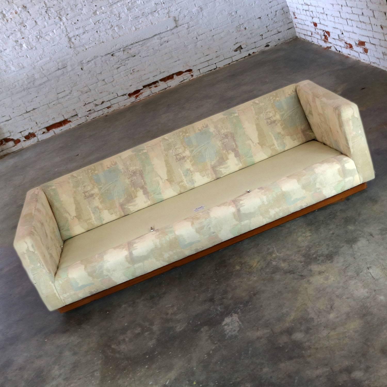 Mid-Century Modern Floating Tuxedo Style Sofa in the Manner of Milo Baughman