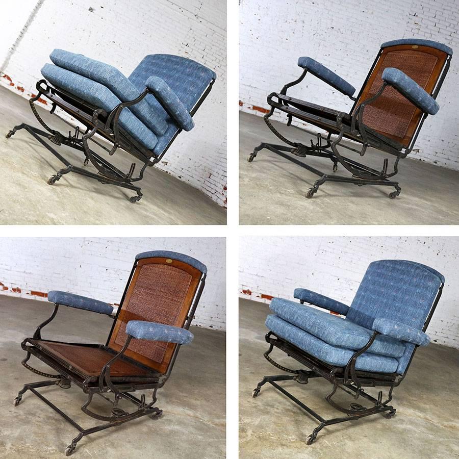 Antique adjustable folding Campaign style invalid chair or deck chair by the Marks Adjustable Chair Co. This circa late 19th Century chair is in fabulous antique condition and ready to use.

This amazing antique chair can assume more than fifty