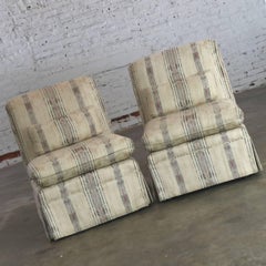 Striped Roll Back Slipper Chairs a Vintage Pair