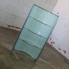 Dual Sided Glass and Metal Enclosed Display Vitrine Étagère Cabinet Room Divider