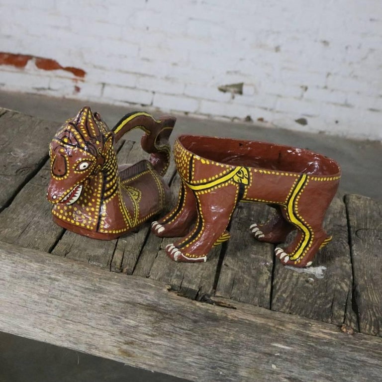 Large Asian Dragon Papier Maché Figural Box at 1stDibs