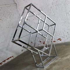 Modernist Geometric Diamond Shaped Chrome Étagère Attributed to Milo Baughman