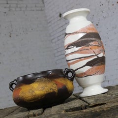 Royal Haeger Earth Wrap Pottery Vase and Double Handled Bowl