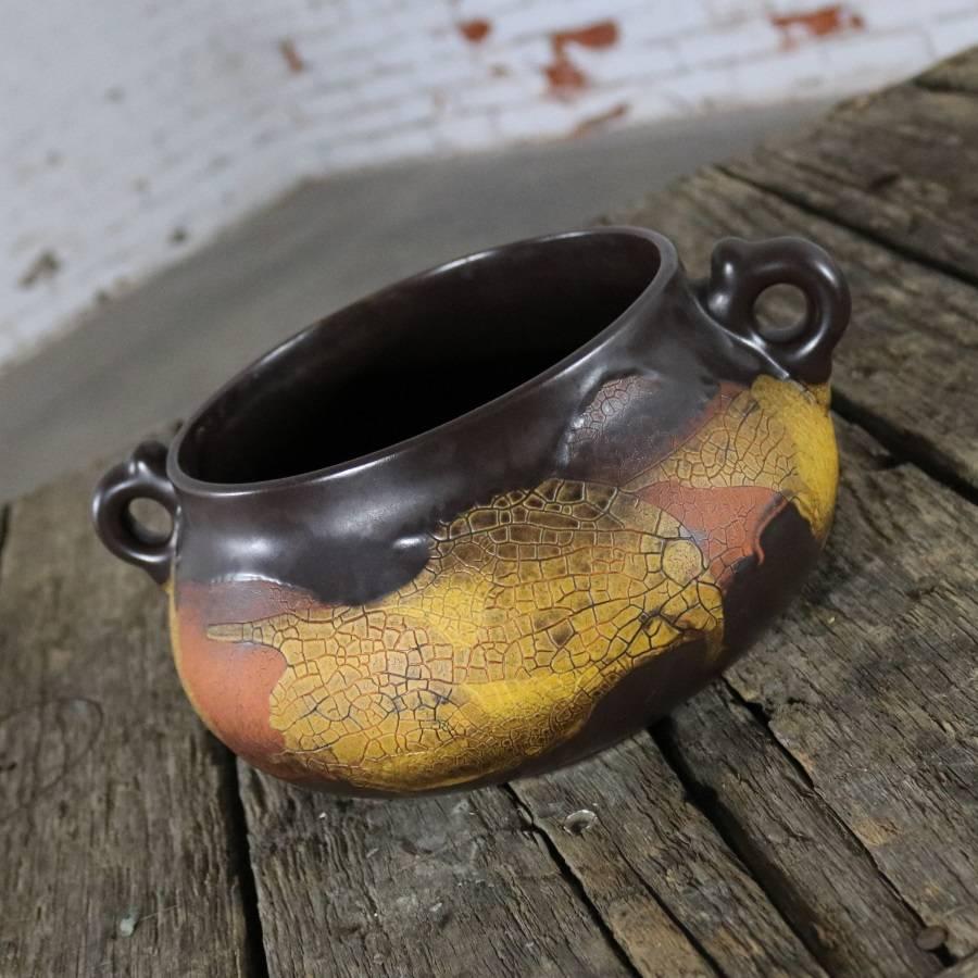 Glazed Royal Haeger Earth Wrap Pottery Vase and Double Handled Bowl