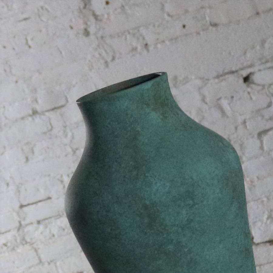 Mid-Century Modern Monumental Hyalyn Pottery Vase Turquoise Green Matte
