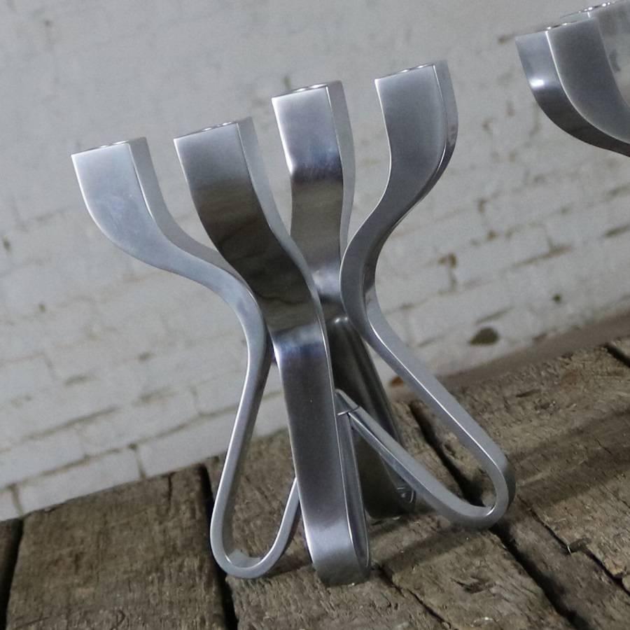 Contemporary Pair of Chorus Candelabra by Karim Rashid for Umbra Die-Cast Zinc For Sale