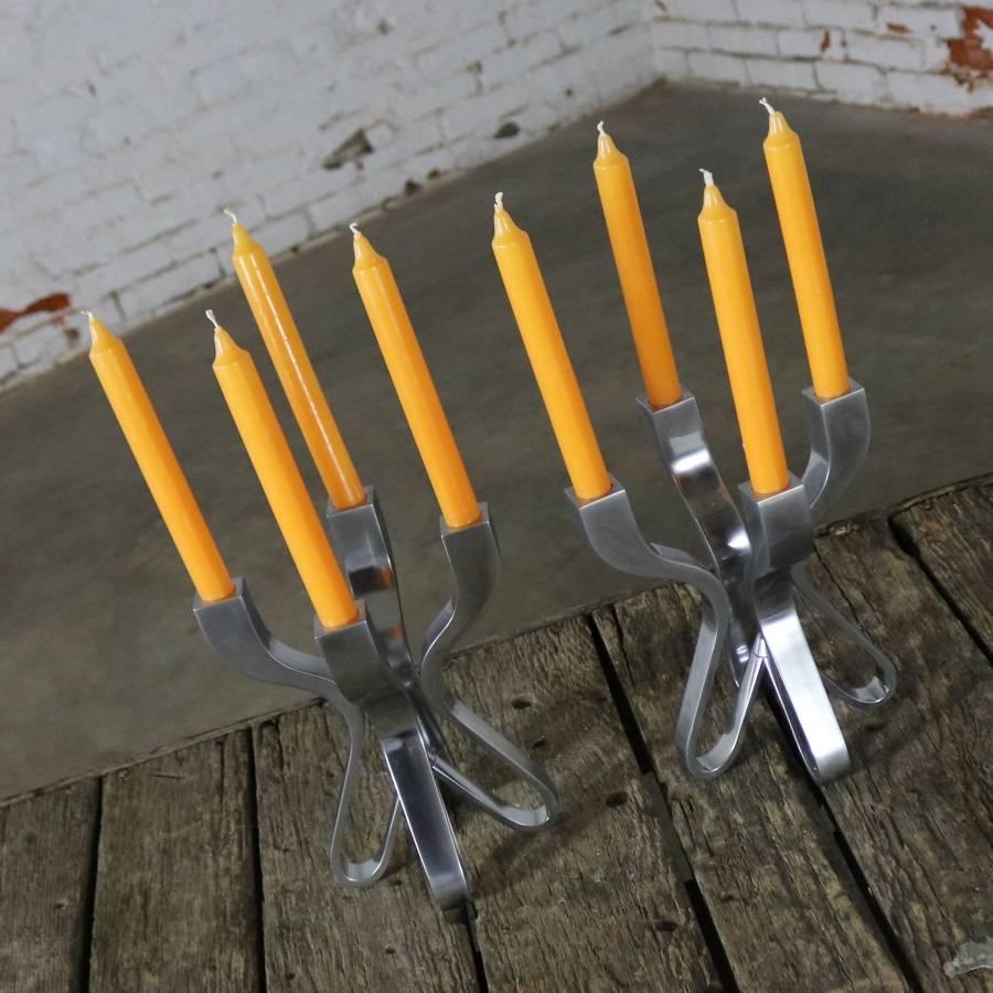 Post-Modern Pair of Chorus Candelabra by Karim Rashid for Umbra Die-Cast Zinc For Sale