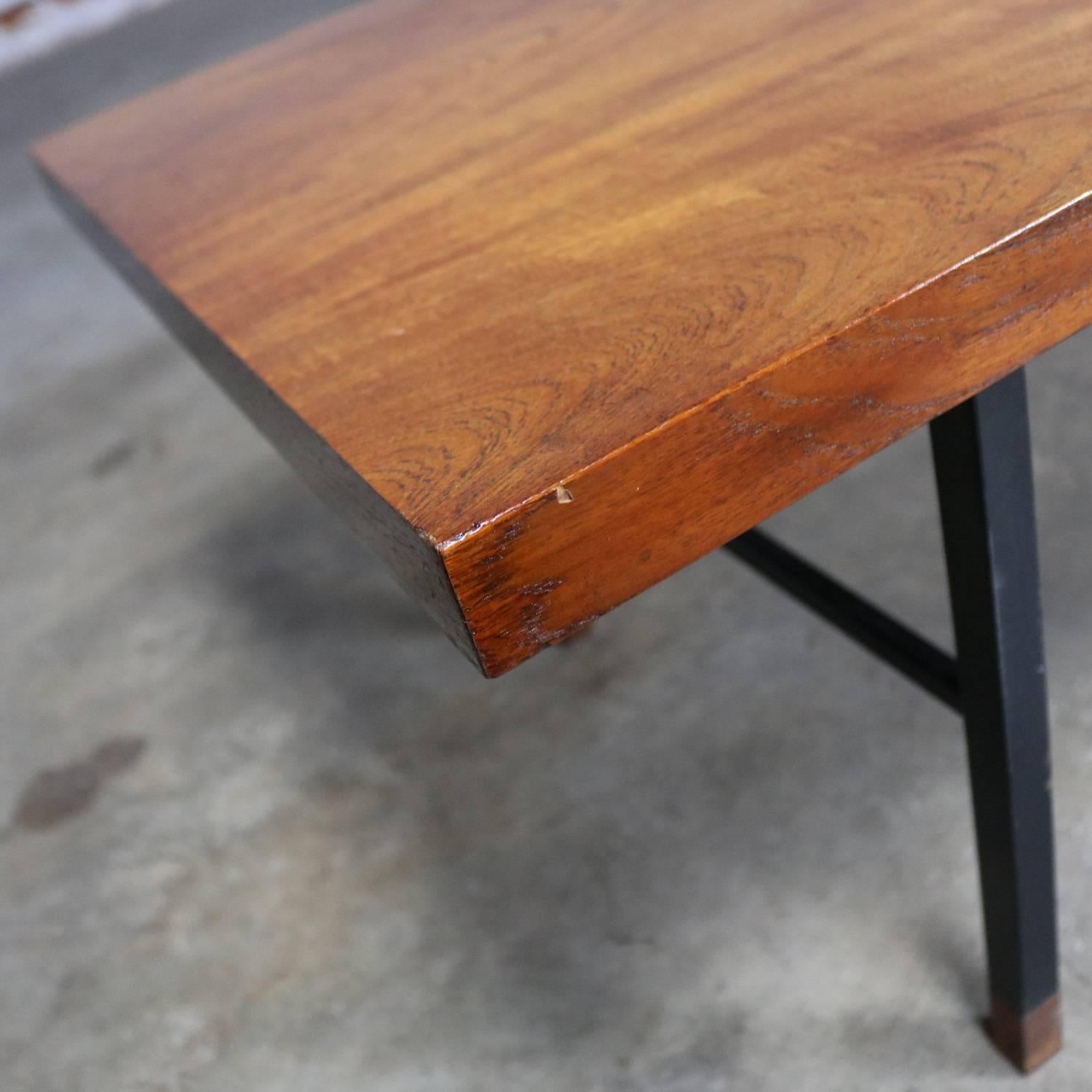 Made in Denmark Coffee Table with Teak Top and Black Metal Base 1