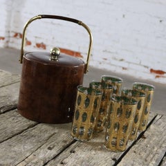 Georges Briard Ice Bucket with Culver Pisa Cocktail Glasses, a Set