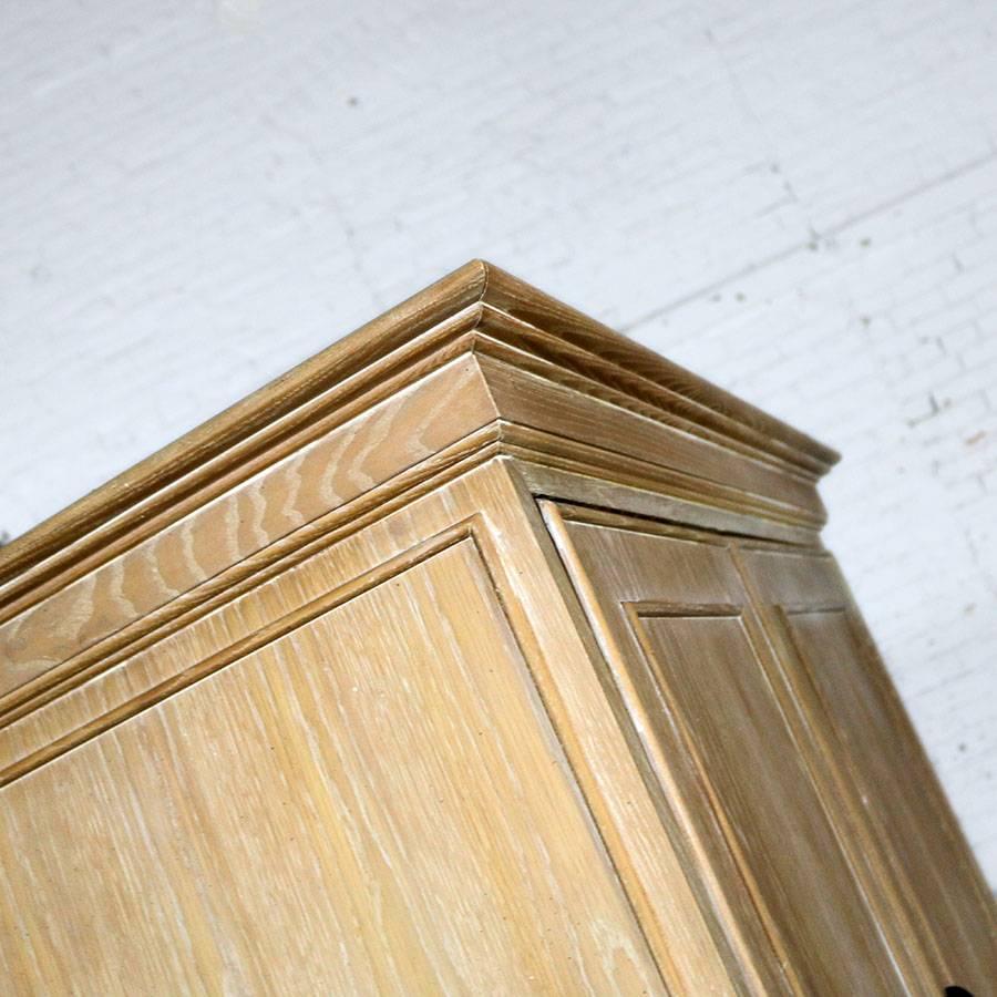 Late 20th Century Lane Tall Cabinet in White Washed Oak on Black Steel Base