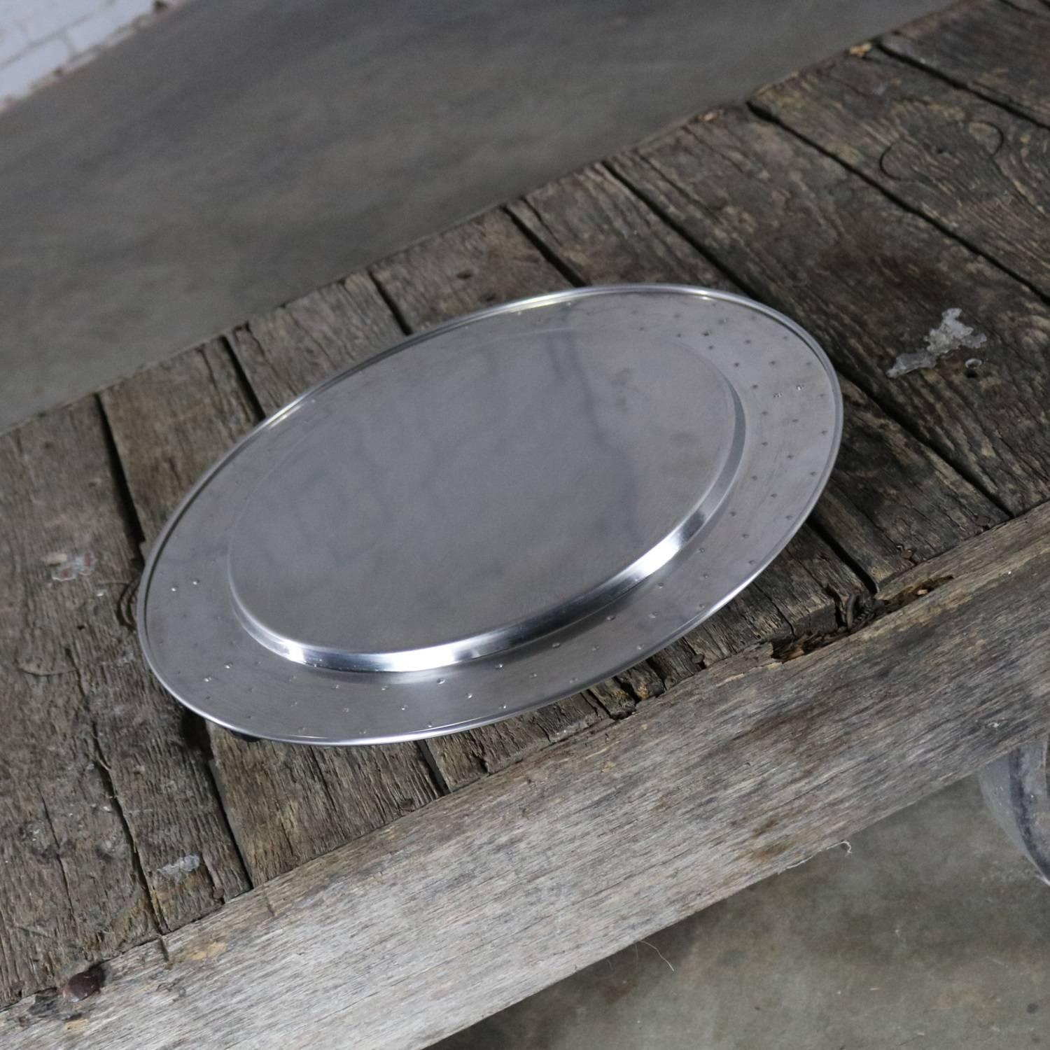 Michael Graves Round Stainless Steel Tray with Black Handles for Alessi In Good Condition In Topeka, KS