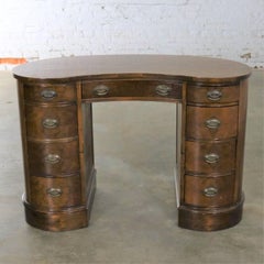 Petite Walnut Federal Style Kidney Shaped Knee Hole Writing Desk