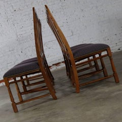 Six Baker Chippendale Style Dining Chairs with Solid Splat and Turned Front Legs