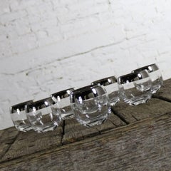 Silver Rimmed Roly Poly Cocktail Glasses Style of Dorothy Thorpe Set of Eight