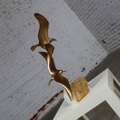 C. Jere Sculpture Pair of Birds in Flight on Quartz Base Mid-Century Modern