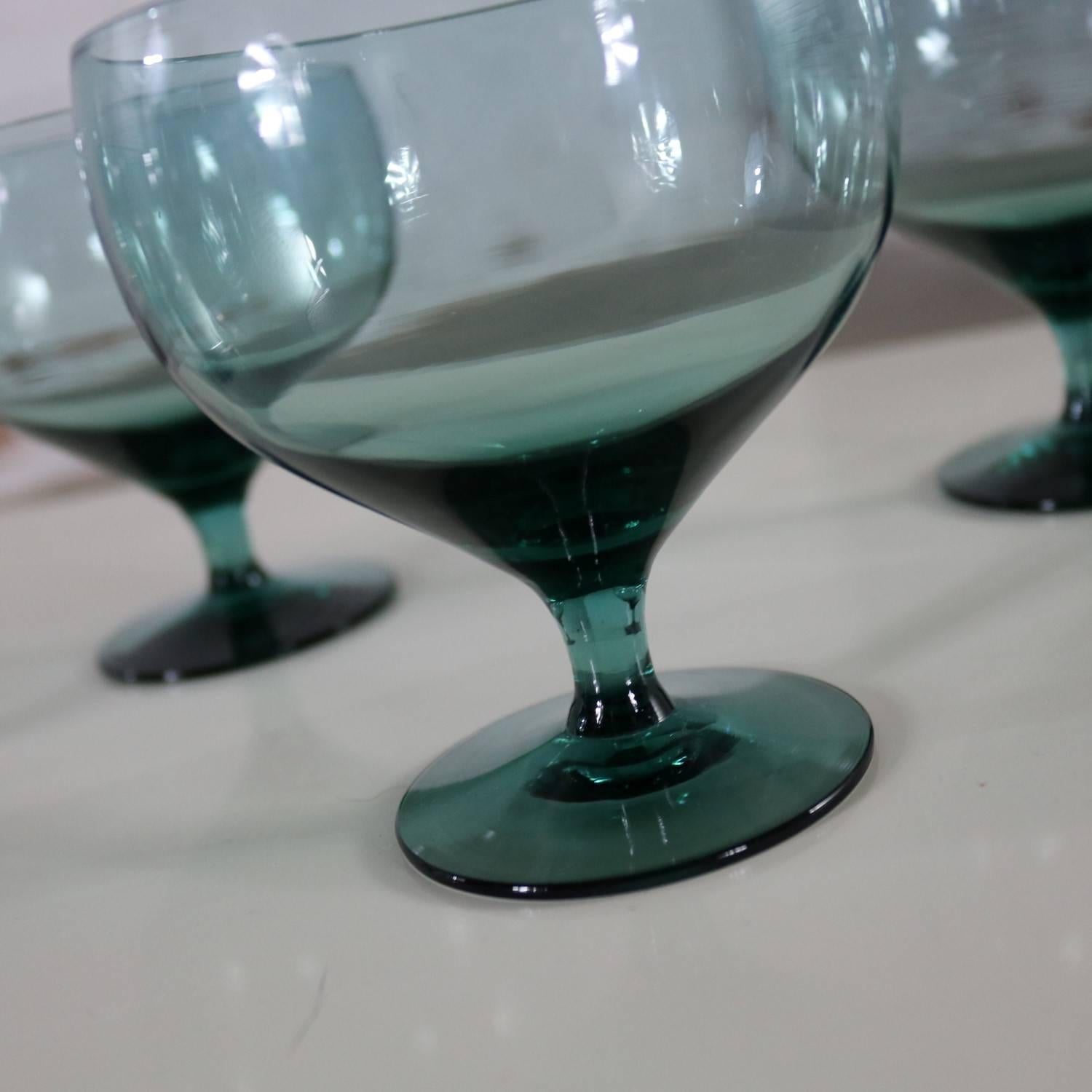 Glass Russel Wright Morgantown American Modern Sea-Foam Champagne Coupes or Goblets