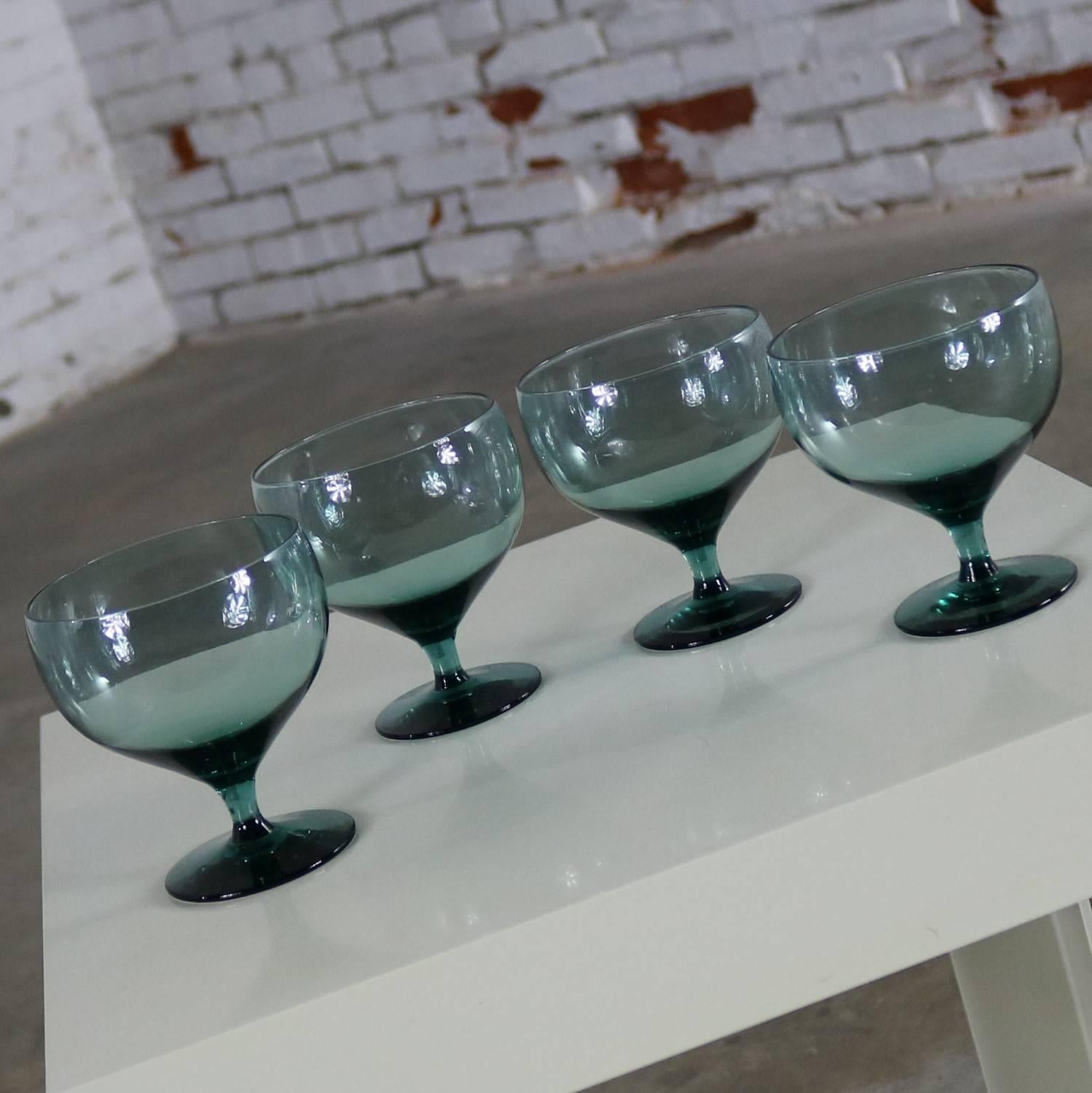 Mid-Century Modern Russel Wright Morgantown American Modern Sea-Foam Champagne Coupes or Goblets