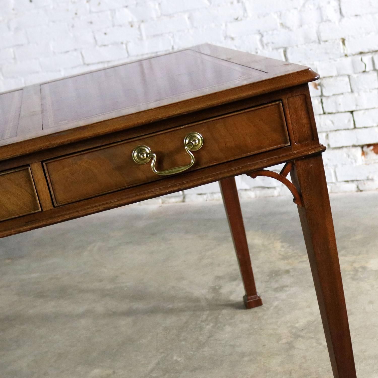 20th Century Collector’s Edition by Baker Chippendale Style Mahogany Executive Writing Desk