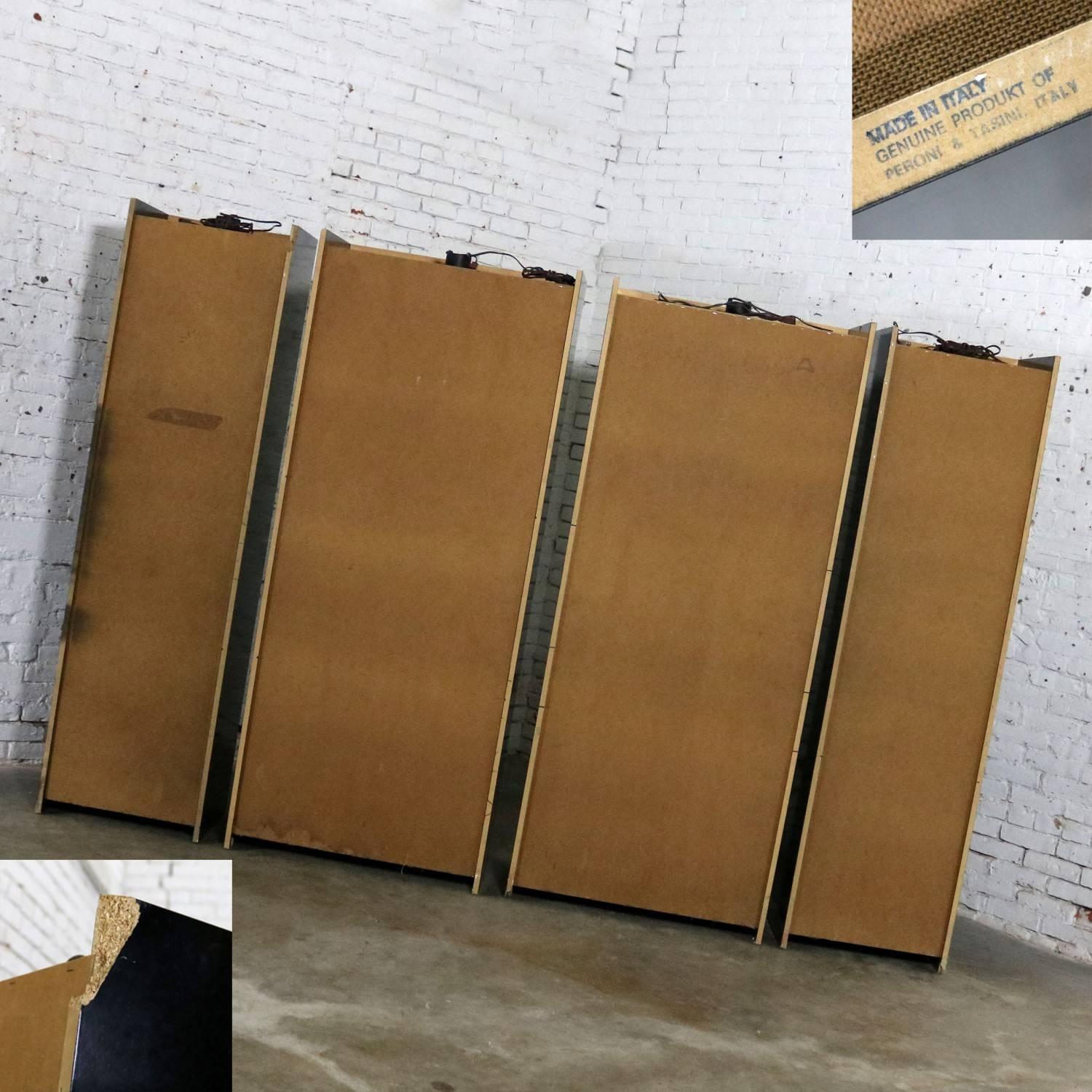 Black Laminate Glass Brass Modular Freestanding Wall Unit Display Cabinet In Good Condition In Topeka, KS