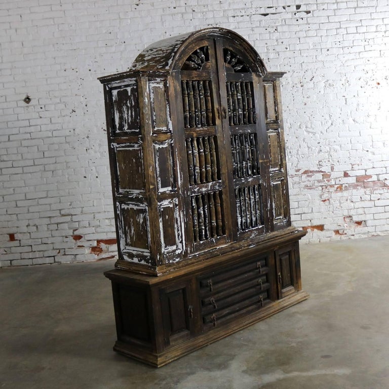 Rustic Midcentury Spanish Style Arched Top TwoPiece Primitive Pine