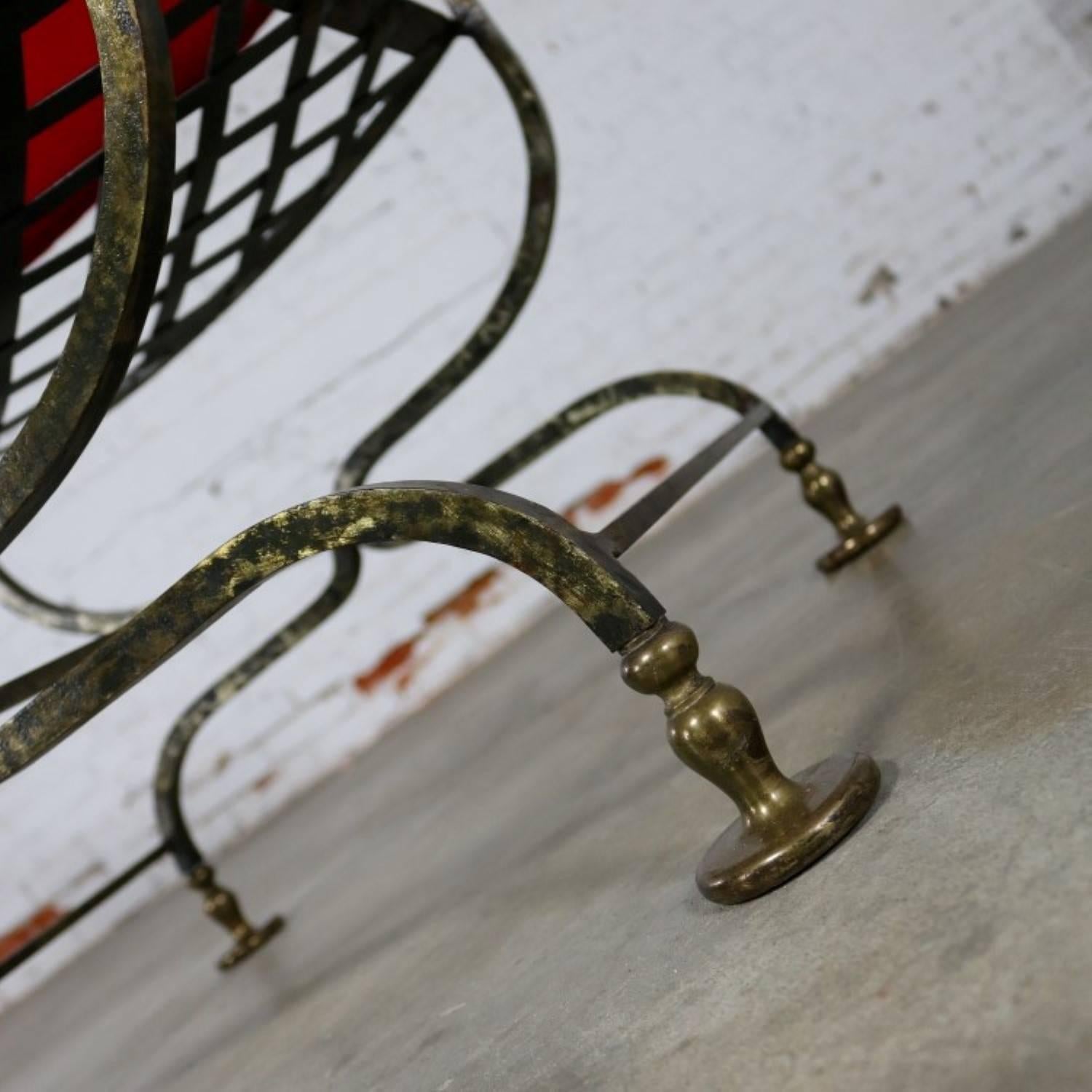 Wrought Iron and Brass Curule Savonarola Chair, Mid-20th Century 4