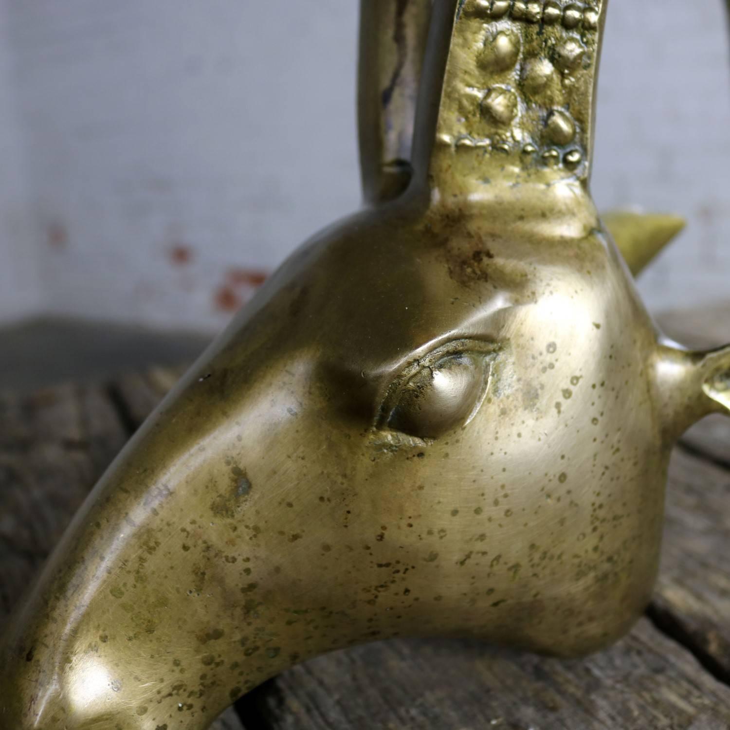 Sculptural Brass Rams’ or Ibex Head Coffee Table Base Manner of Alain Chervet 2