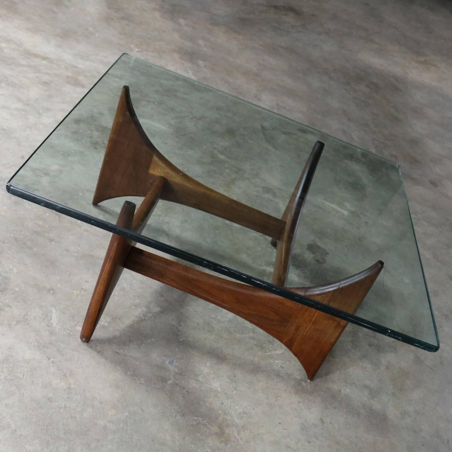 Adrian Pearsall Walnut and Glass Sculptural Cocktail Table for Craft Associates 1