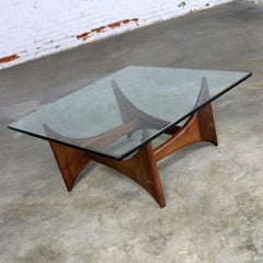 Adrian Pearsall Walnut and Glass Sculptural Cocktail Table for Craft Associates
