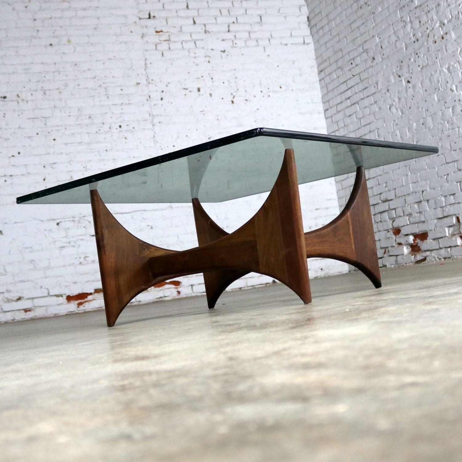 American Adrian Pearsall Walnut and Glass Sculptural Cocktail Table for Craft Associates