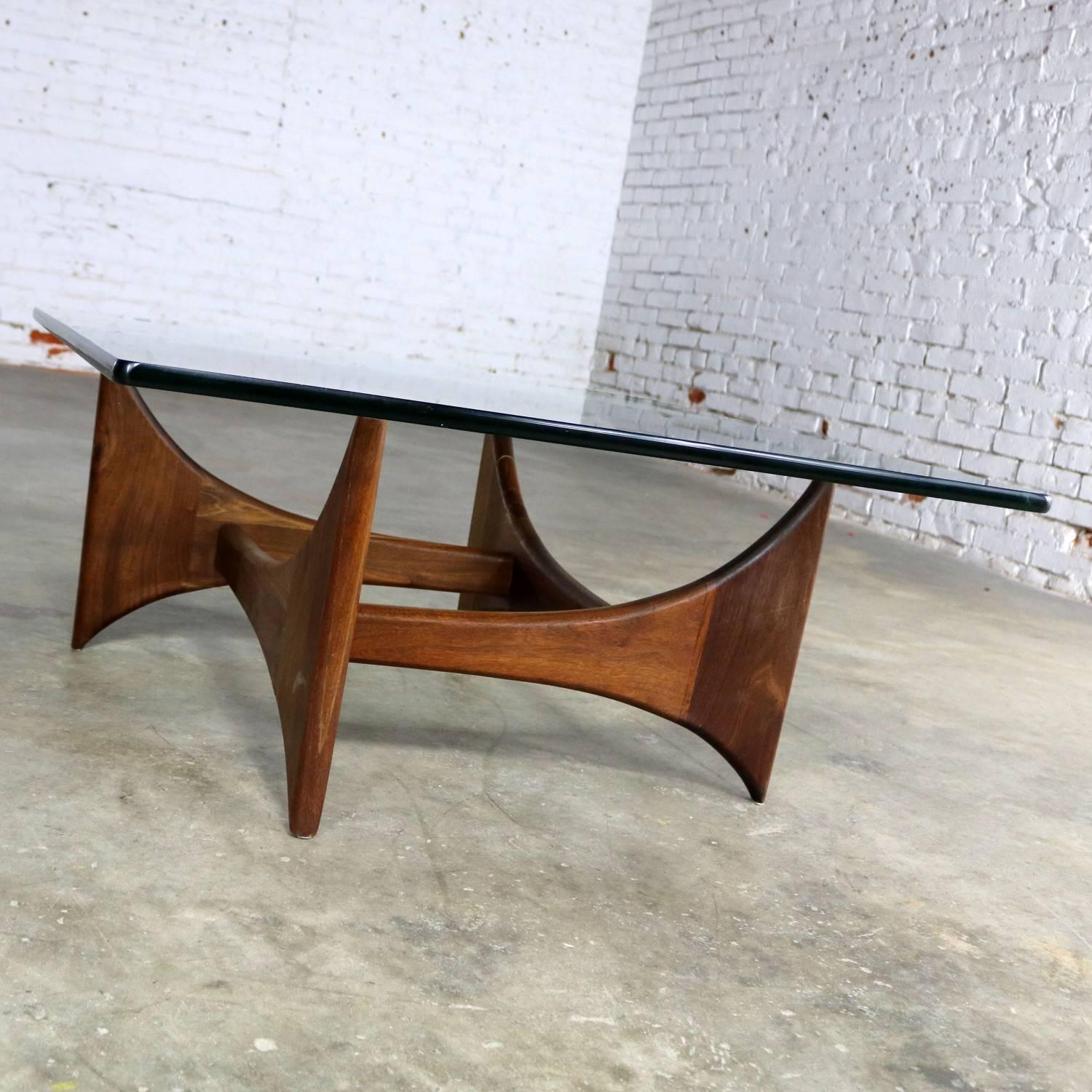 20th Century Adrian Pearsall Walnut and Glass Sculptural Cocktail Table for Craft Associates