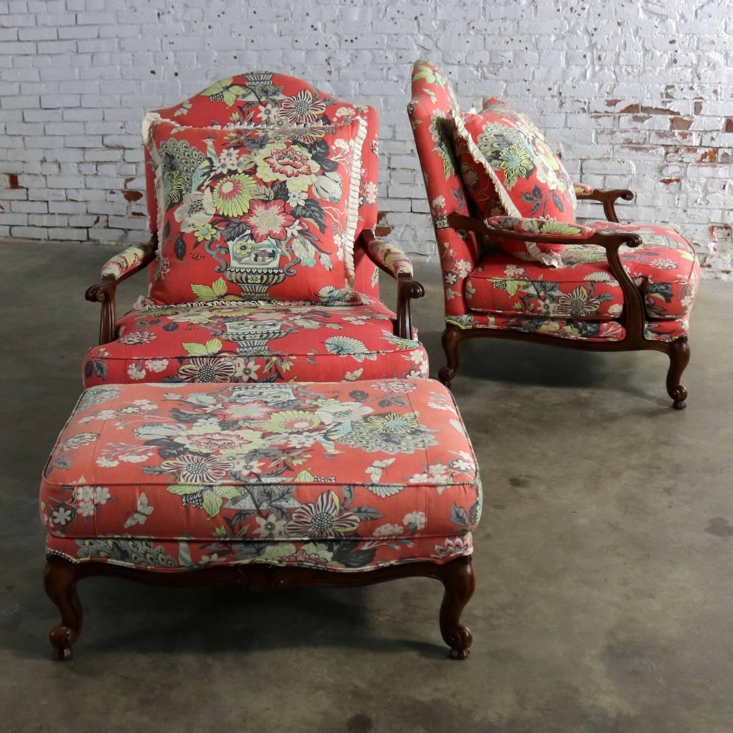 coral accent chair with ottoman