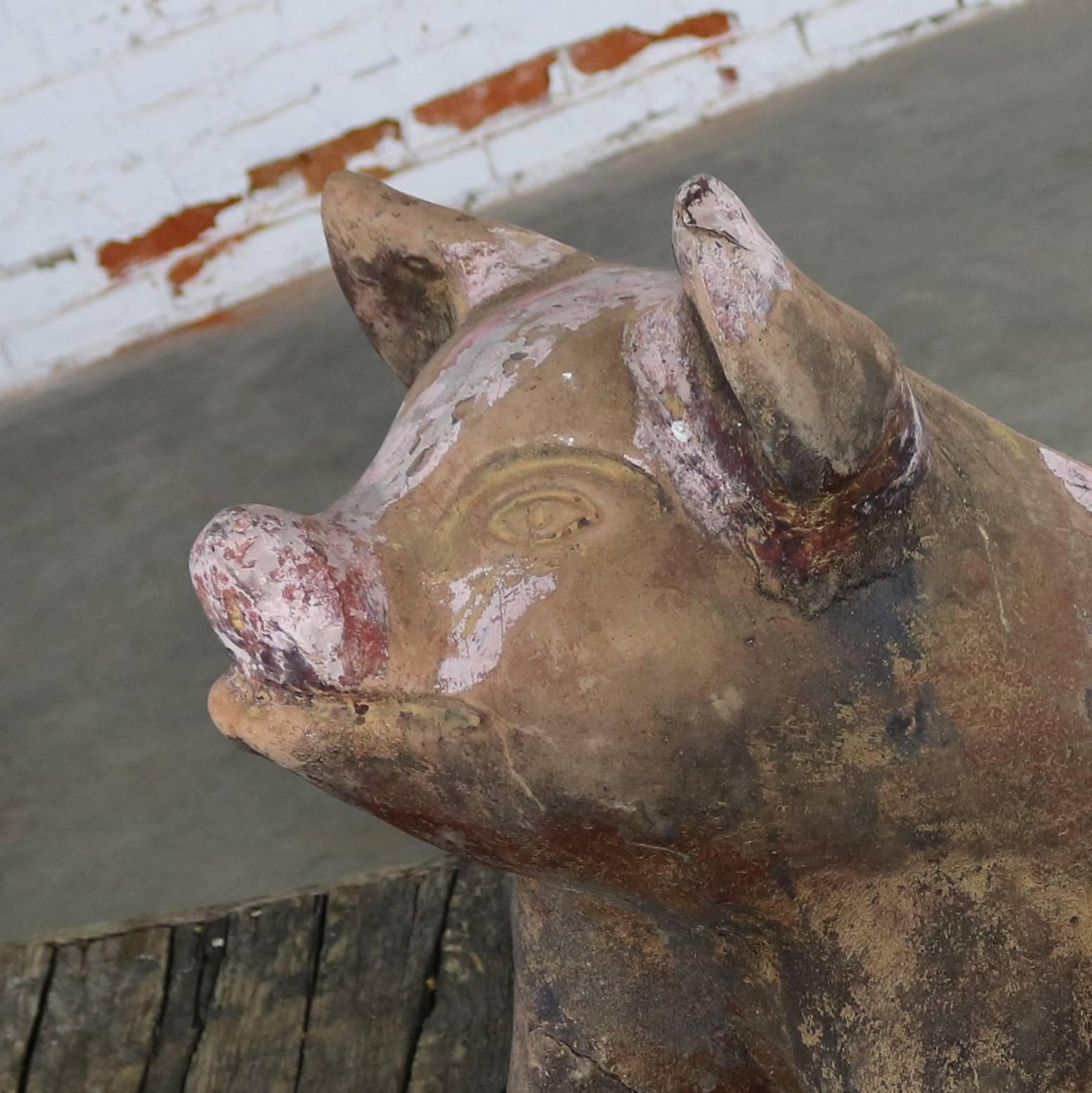 Terracotta Pig Planter Pot Near Life-Size In Good Condition In Topeka, KS