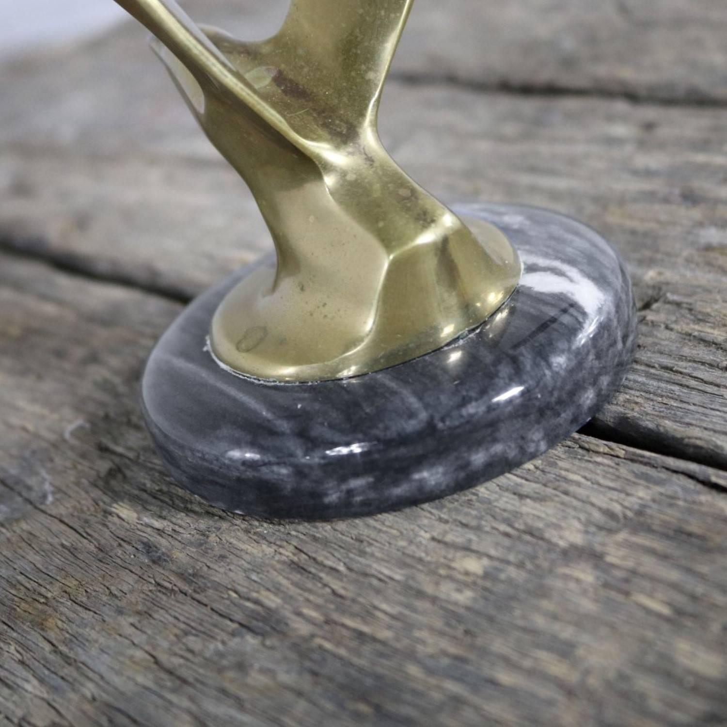 Mid-Century Modern Brass Marble Birds in Flight Sculpture Style of C. Jere For Sale 2