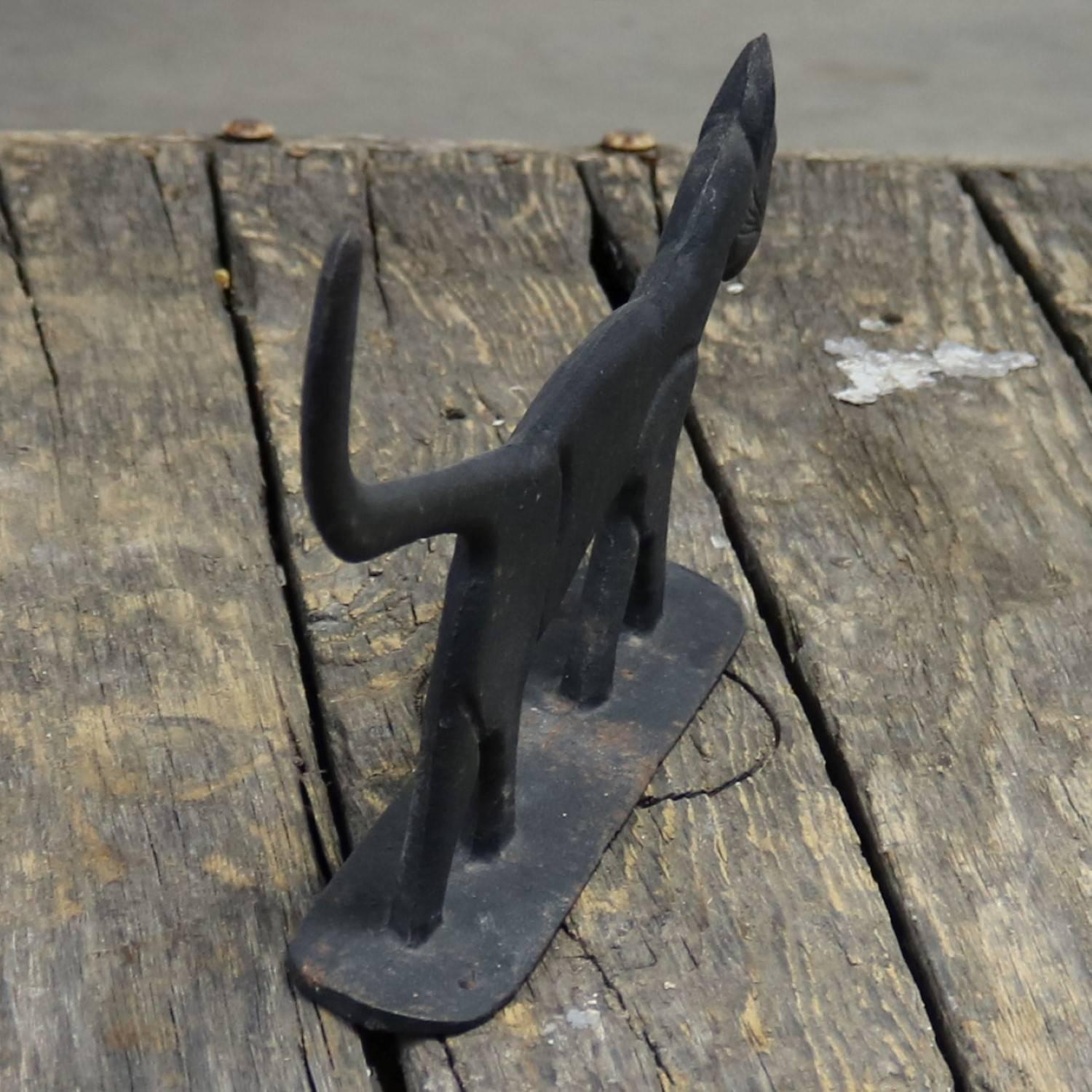 American Antique Black Cat Silhouette Cast Iron Folk Art Boot Scraper Sculpture