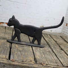 Antique Black Cat Silhouette Cast Iron Folk Art Boot Scraper Sculpture
