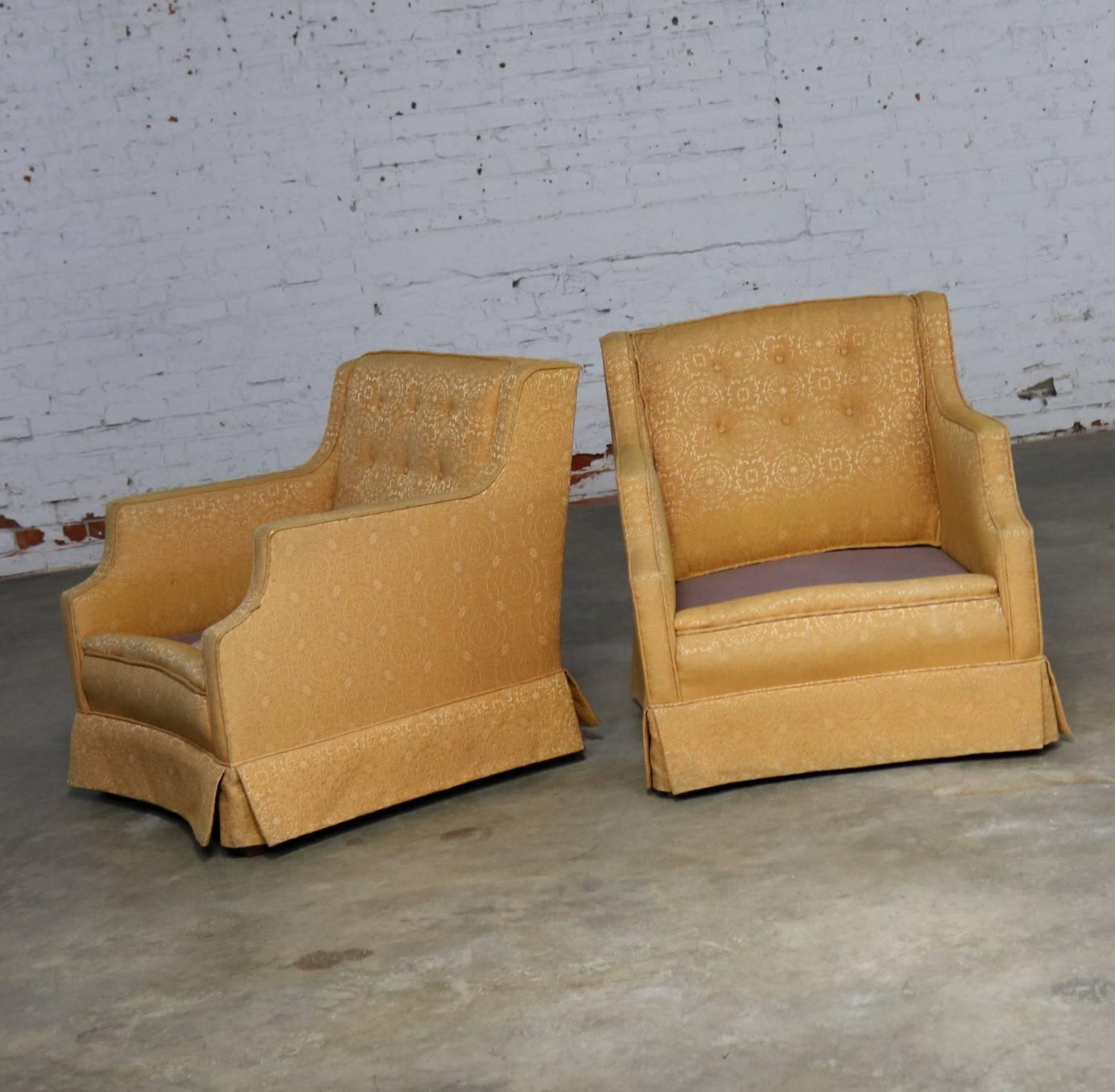 20th Century Mid-Century Modern Pair of Upholstered Club Chairs Frames Only
