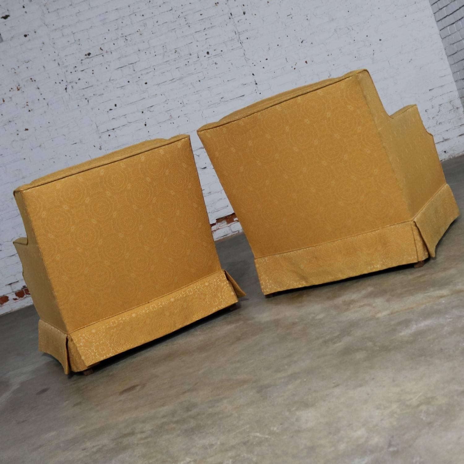 Mid-Century Modern Pair of Upholstered Club Chairs Frames Only 1