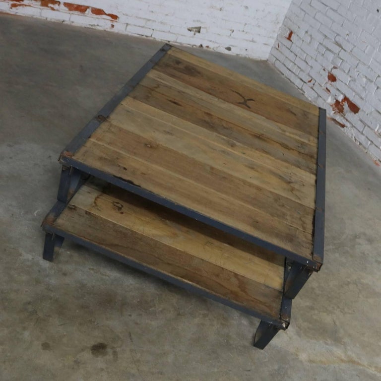 American Industrial Oak And Steel Pallet Coffee Table For
