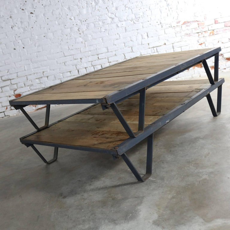 American Industrial Oak And Steel Pallet Coffee Table For