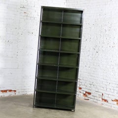 Industrial Steel Bookcase Shelving Unit Original Paint with Great Patina