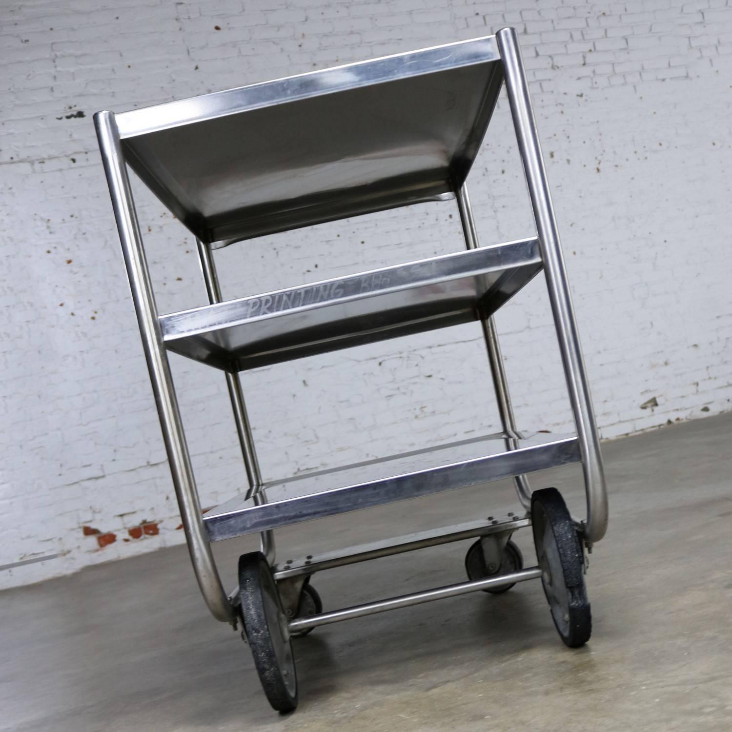 vintage 3 tier metal rolling cart