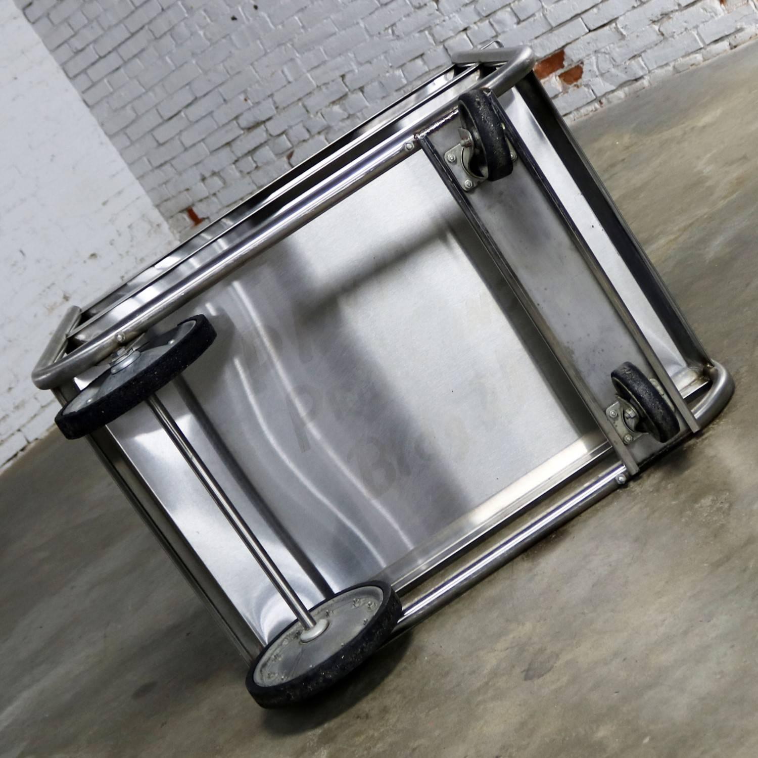 Industrial Three-Tier Stainless Steel Rolling Cart Vintage 2