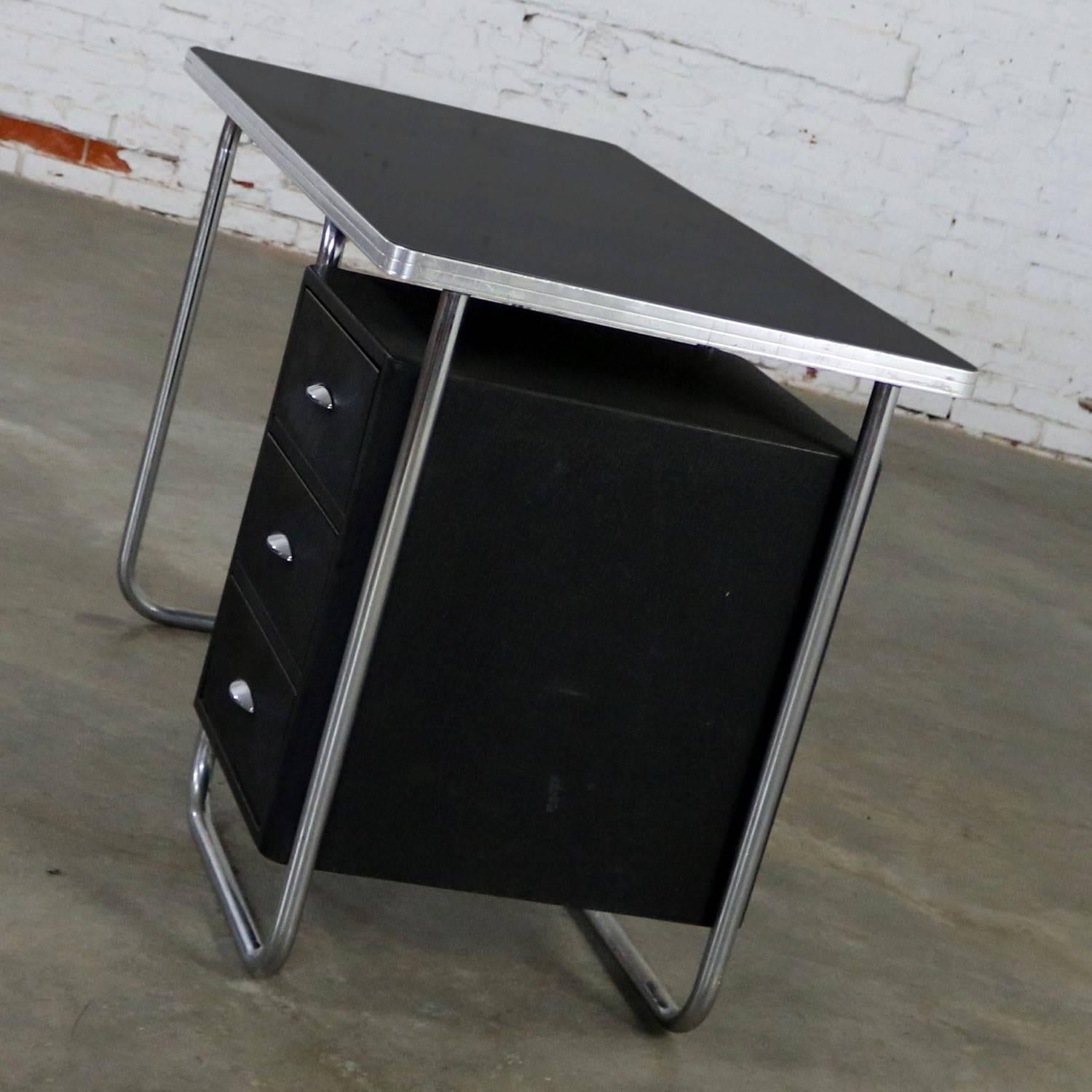 Painted Art Deco Streamline Moderne Machine Age Desk by Walter Dorwin Teague for Texaco