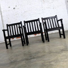 Vintage Windsor Blackened Teak Outdoor Armchairs